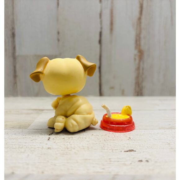 Littlest Pet Shop LPS Vintage Rare Tan Bulldog Dog Pink Magnet EUC - Picture 2 of 3